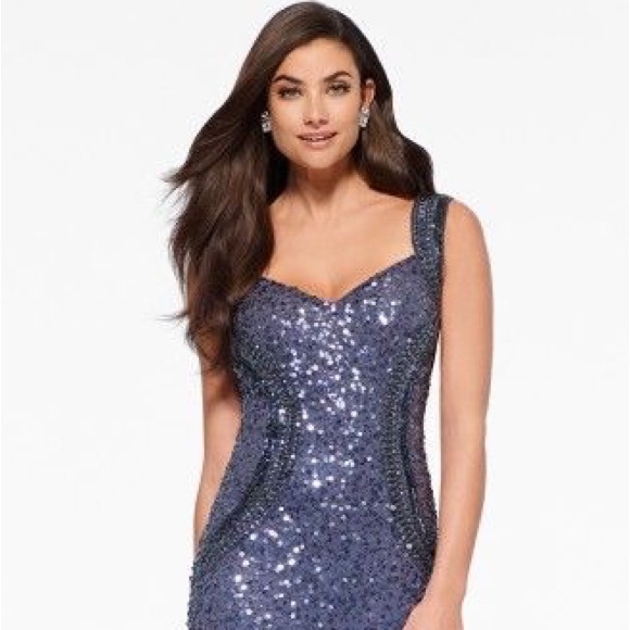 Cache Charcoal Grey Beaded Gown Sz 8 - Picture 10 of 10